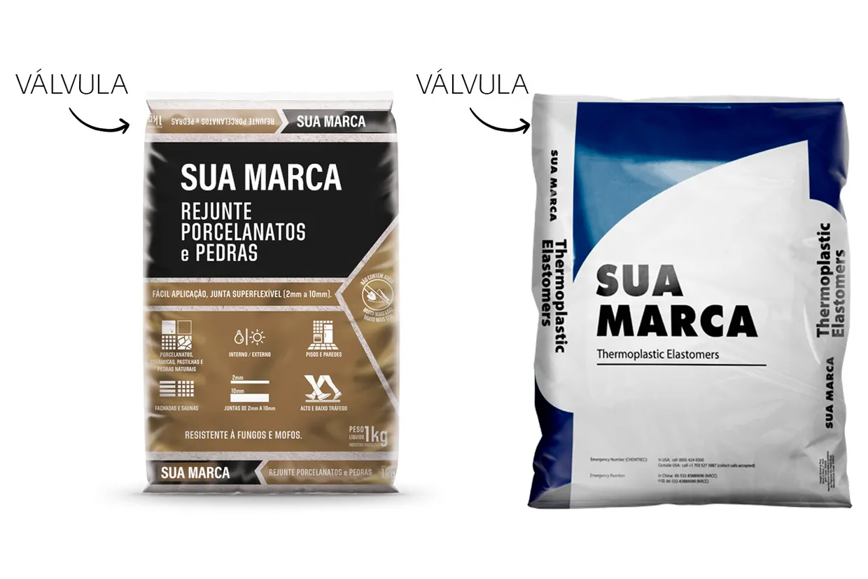 Sacaria valvulada para construção civil e indústria